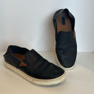 OluKai Pehuea Black‎ Leather Slip On Shoe Womens Size 6.5 Casual 2 Way Loafer